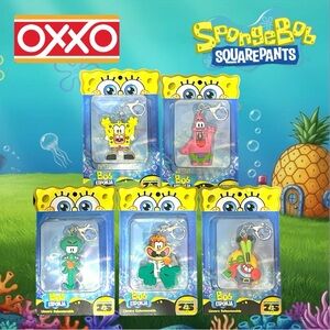 OXXO Exclusive Spongebob Squarepants Mexico Bundle of 5 Keychains - SHIPS TODAY!